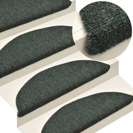 Berkfield Self-adhesive Stair Mats 5 pcs Green 65x21x4 cm Needle Punch