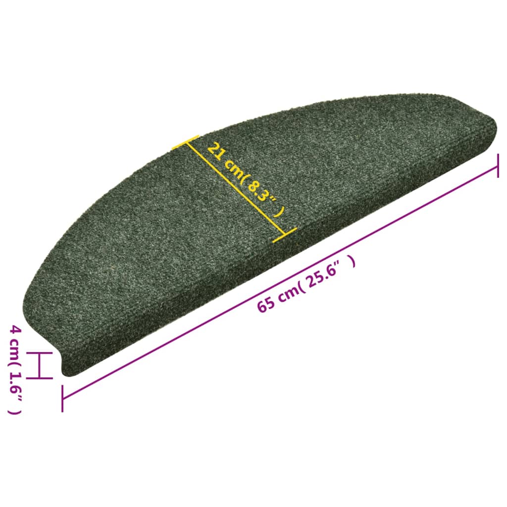 Berkfield Self-adhesive Stair Mats 10 pcs Green 65x21x4 cm Needle Punch