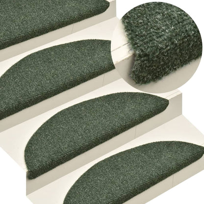 Berkfield Self-adhesive Stair Mats 10 pcs Green 65x21x4 cm Needle Punch