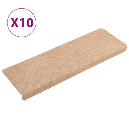 Berkfield Stair Mats 10 pcs Brown 65x21x4 cm Needle Punch
