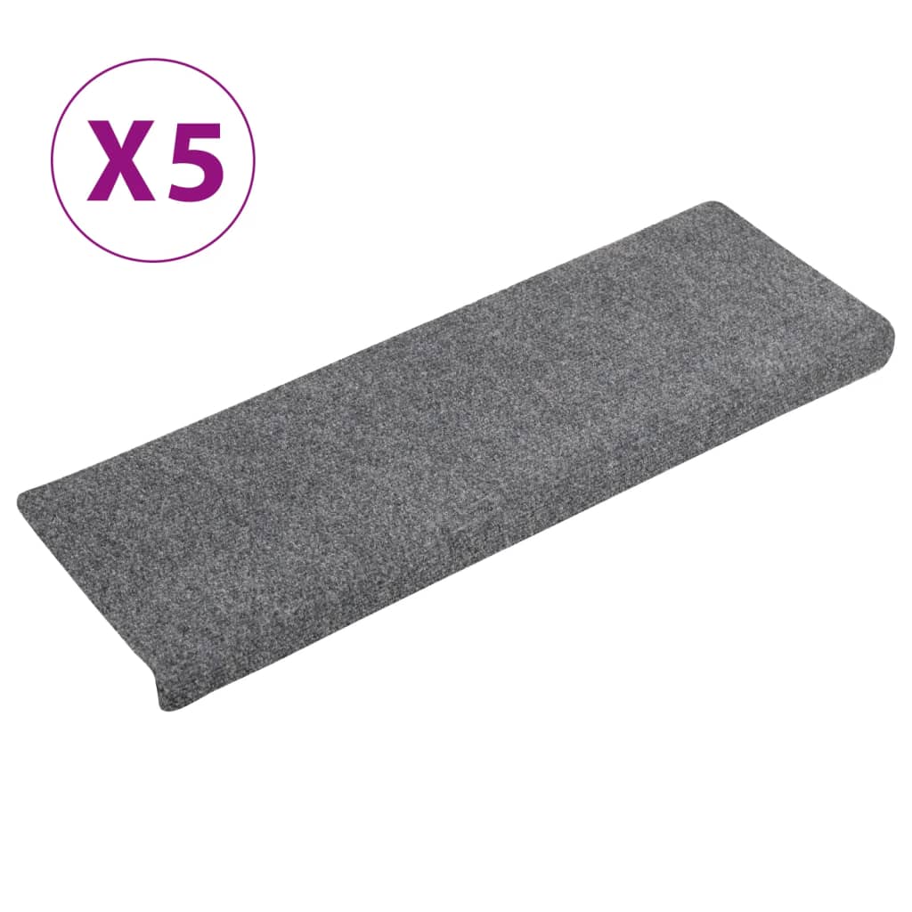 Berkfield Stair Mats 5 pcs Light Grey 65x21x4 cm Needle Punch
