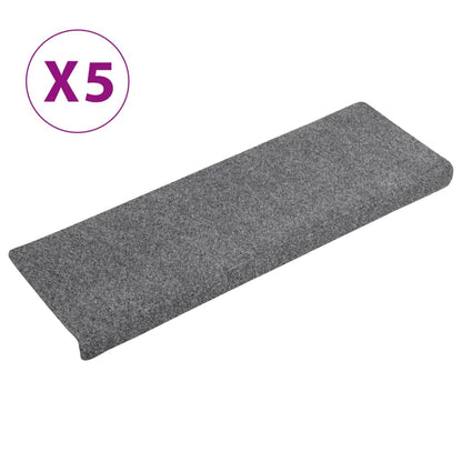 Berkfield Stair Mats 5 pcs Light Grey 65x21x4 cm Needle Punch