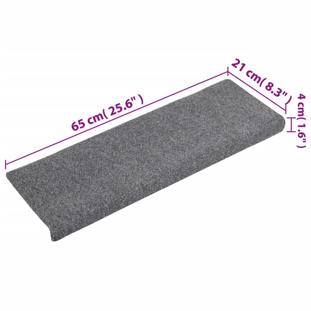 Berkfield Stair Mats 5 pcs Light Grey 65x21x4 cm Needle Punch