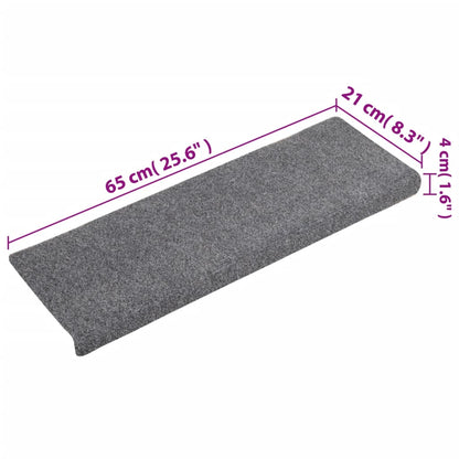 Berkfield Stair Mats 5 pcs Light Grey 65x21x4 cm Needle Punch