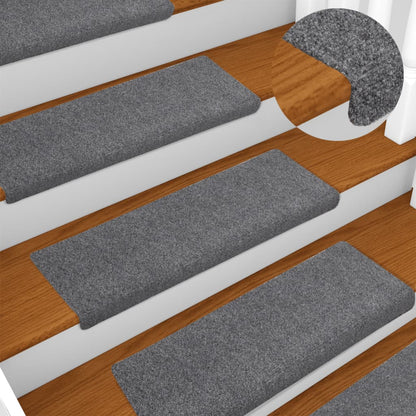 Berkfield Stair Mats 5 pcs Light Grey 65x21x4 cm Needle Punch