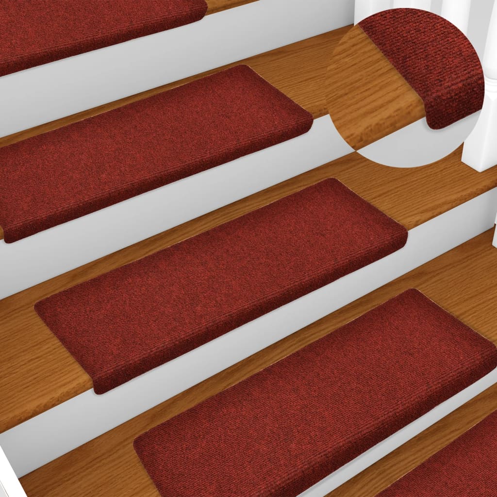 Berkfield Stair Mats 10 pcs Bordeaux Red 65x21x4 cm Needle Punch