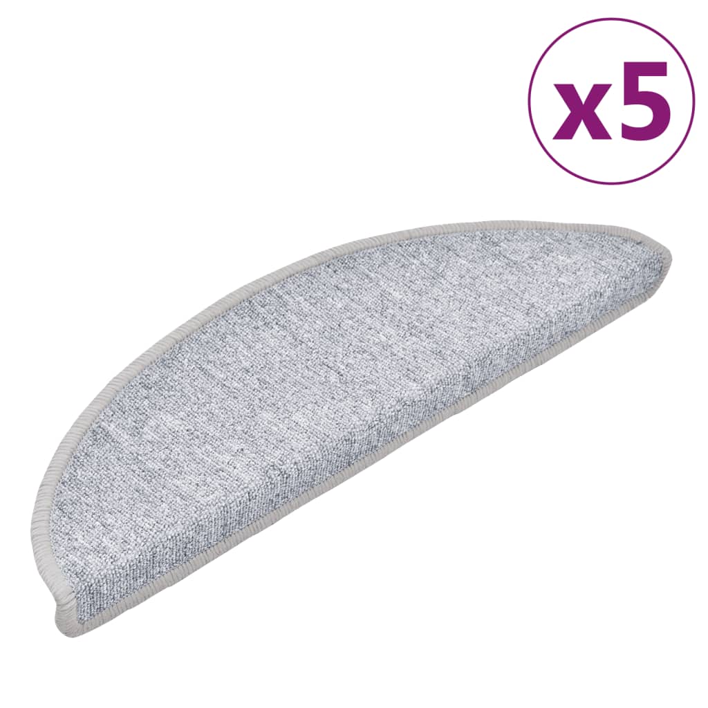 Berkfield Stair Mats 5 pcs 56x17x3 cm Light Grey