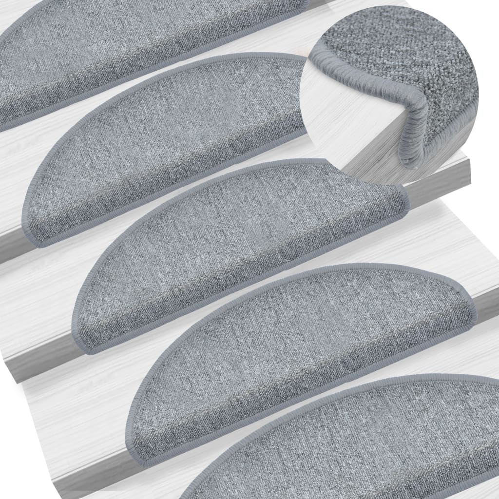 Berkfield Stair Mats 5 pcs 65x24x4 cm Light Grey