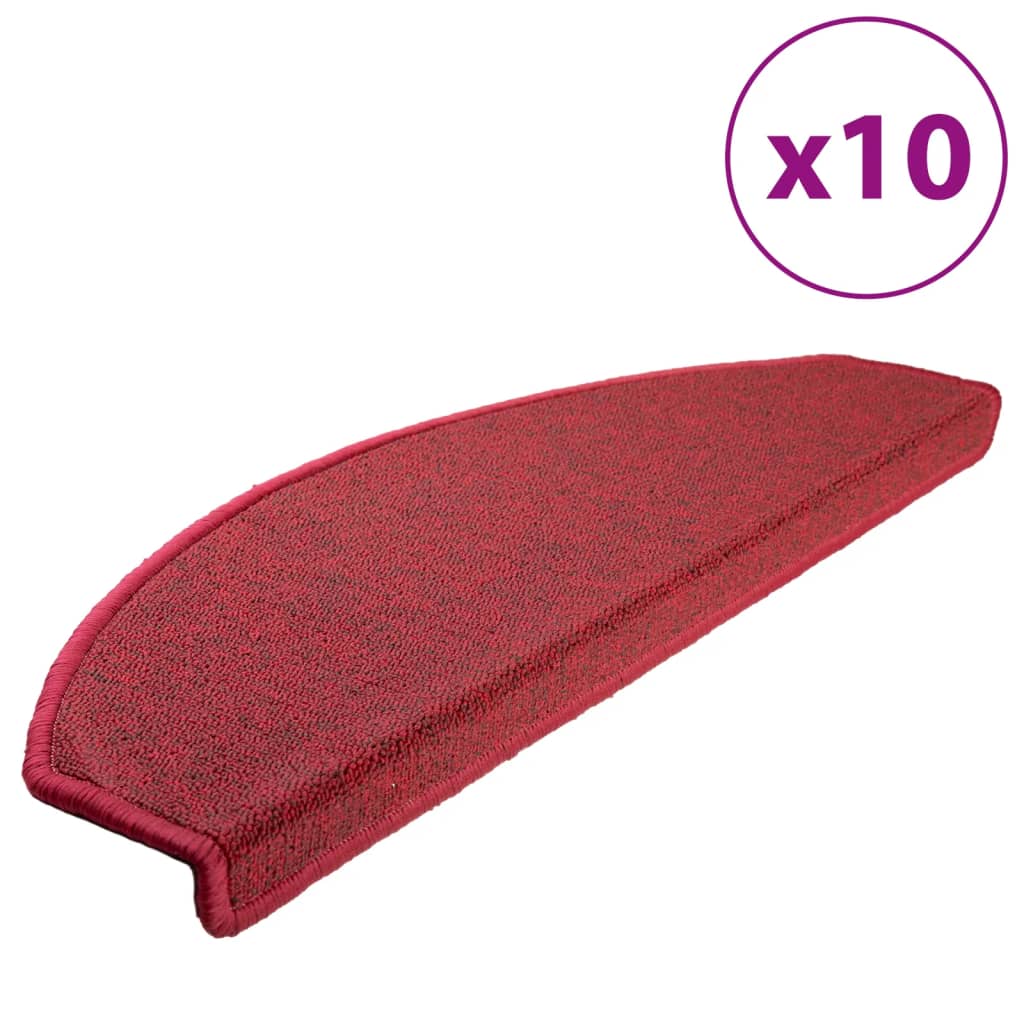 Berkfield Stair Mats 10 pcs 65x24x4 cm Bordeaux Red