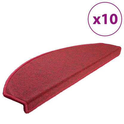 Berkfield Stair Mats 10 pcs 65x24x4 cm Bordeaux Red