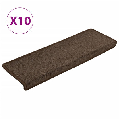 Berkfield Stair Mats 10 pcs 65x21x4 cm Brown