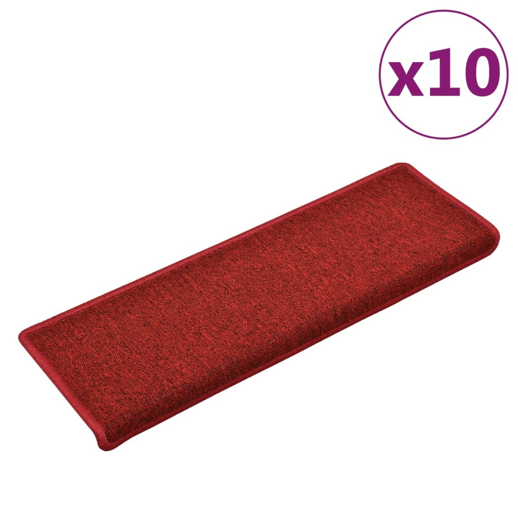 Berkfield Stair Mats 10 pcs 65x21x4 cm Red