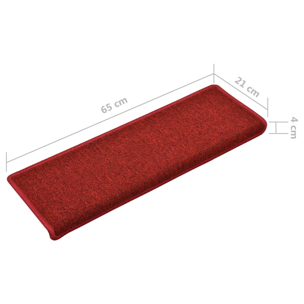 Berkfield Stair Mats 10 pcs 65x21x4 cm Red