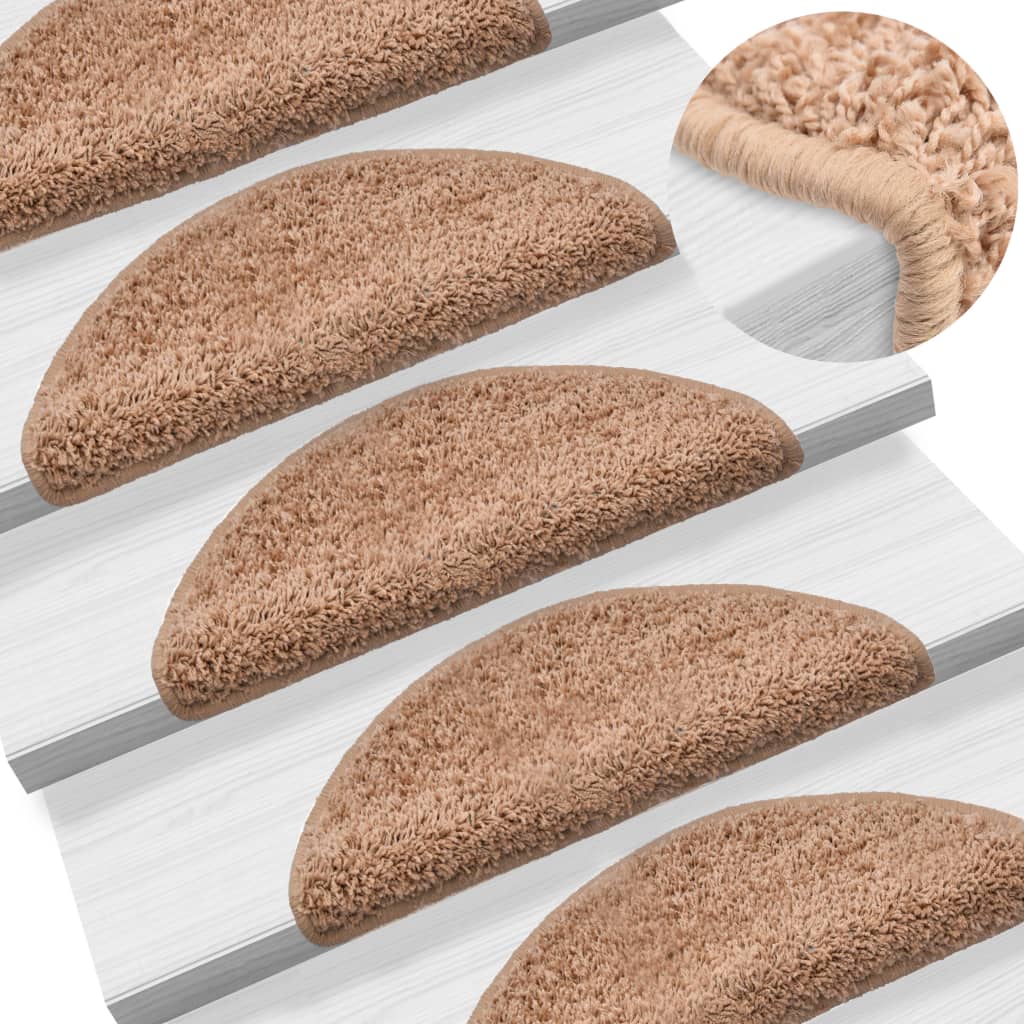 Berkfield Stair Mats 5 pcs 56x17x3 cm Beige