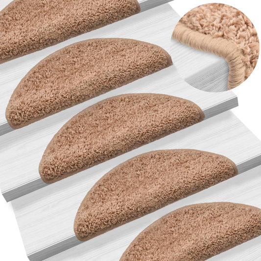 Berkfield Stair Mats 5 pcs 56x17x3 cm Beige