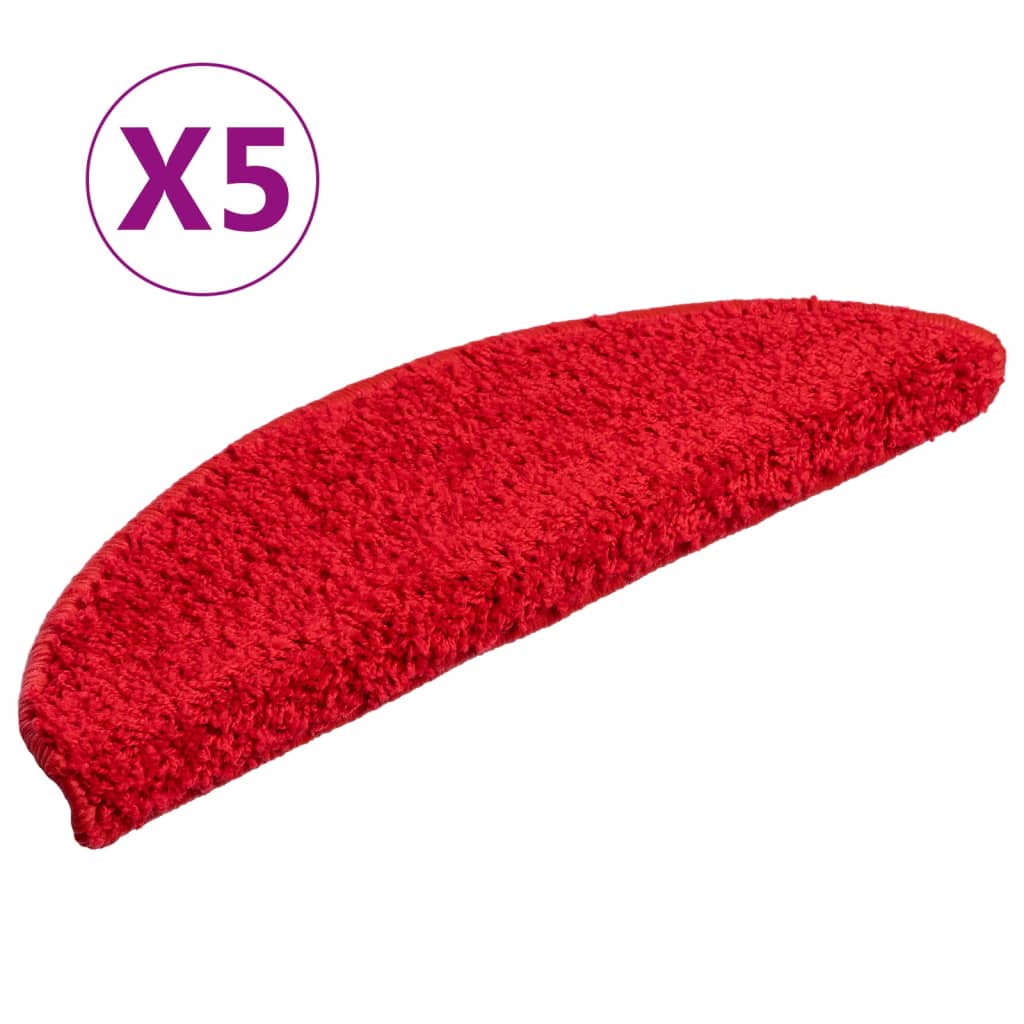 Berkfield Stair Mats 5 pcs 56x17x3 cm Red