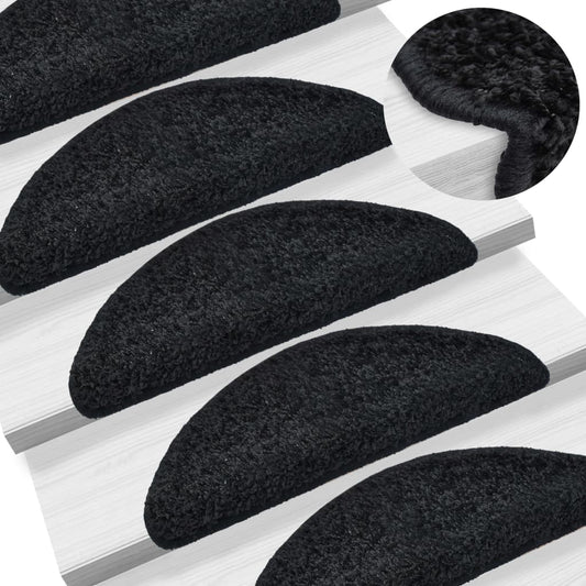 Berkfield Stair Mats 5 pcs 65x21x4 cm Black