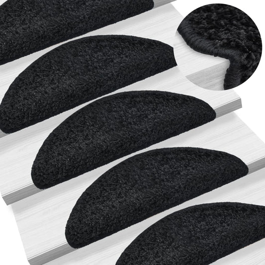Berkfield Stair Mats 10 pcs 65x21x4 cm Black