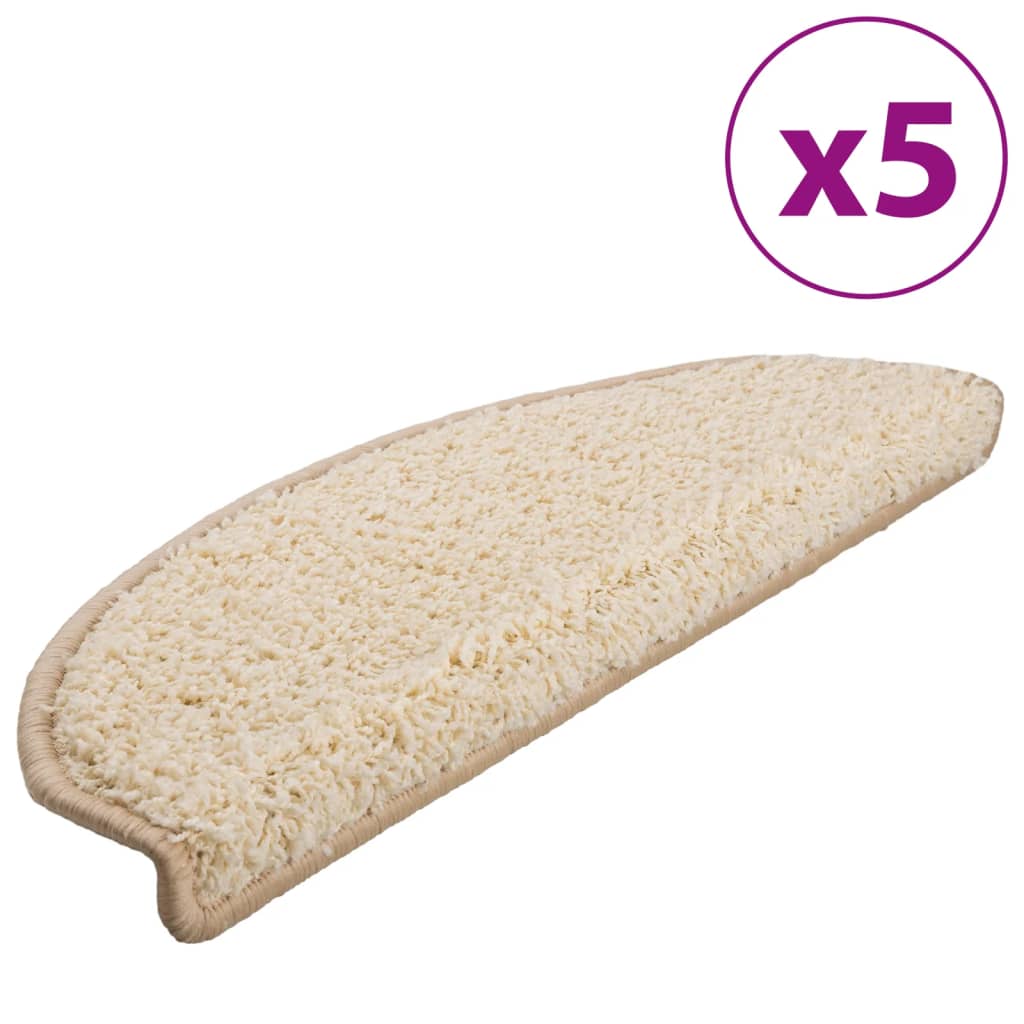 Berkfield Stair Mats 5 pcs 65x21x4 cm Cream
