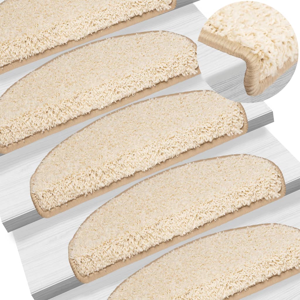 Berkfield Stair Mats 5 pcs 65x21x4 cm Cream