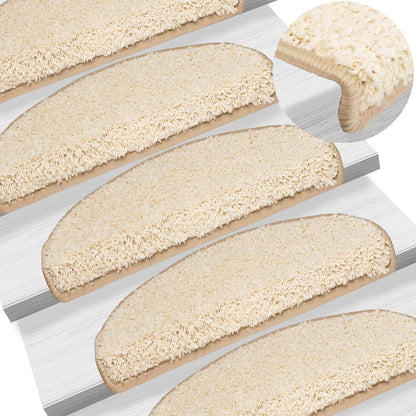 Berkfield Stair Mats 5 pcs 65x21x4 cm Cream