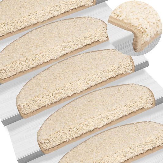 Berkfield Stair Mats 5 pcs 65x21x4 cm Cream