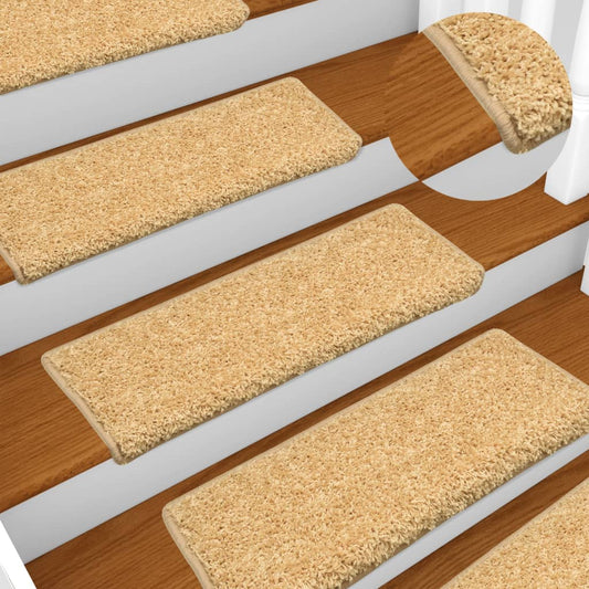 Berkfield Stair Mats 5 pcs 65x21x4 cm Beige