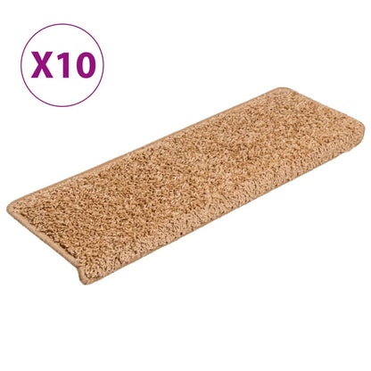 Berkfield Stair Mats 10 pcs 65x21x4 cm Beige