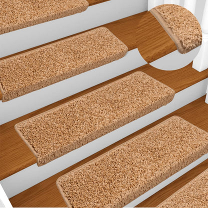 Berkfield Stair Mats 10 pcs 65x21x4 cm Beige