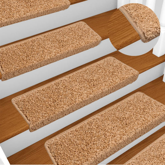 Berkfield Stair Mats 10 pcs 65x21x4 cm Beige