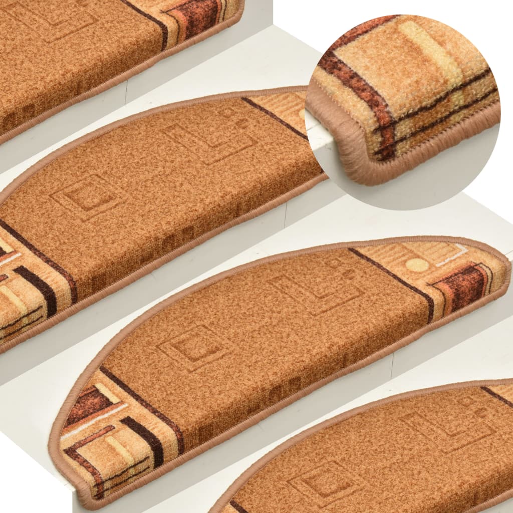 Berkfield Stair Mats Self-adhesive 5 pcs 65x21x4 cm Beige