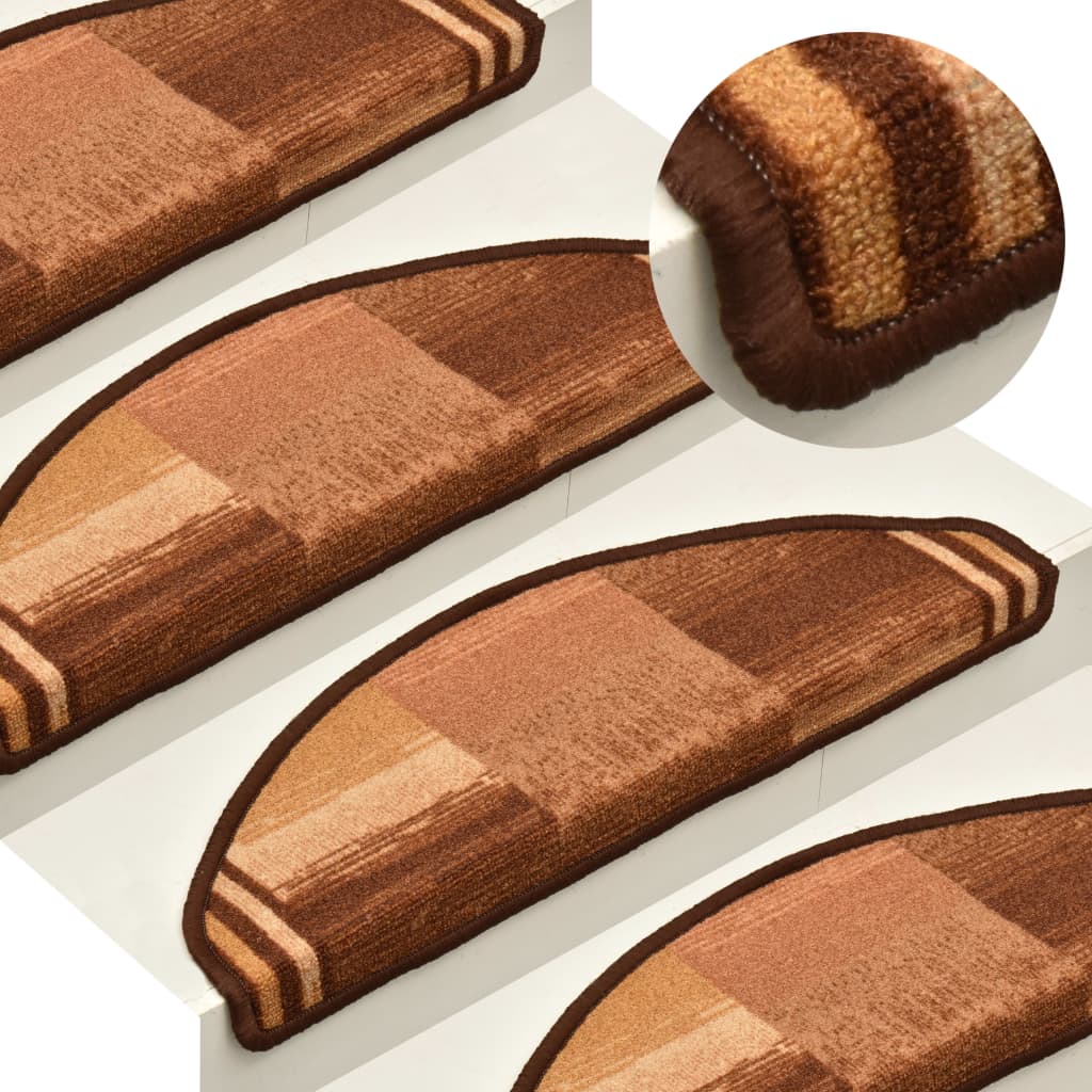 Berkfield Stair Mats Self-adhesive 10 pcs 65x21x4 cm Brown