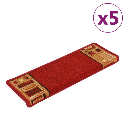 Berkfield Stair Mats Self-adhesive 5 pcs 65x21x4 cm Red