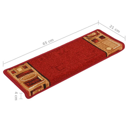 Berkfield Stair Mats Self-adhesive 5 pcs 65x21x4 cm Red