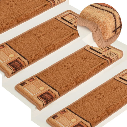 Berkfield Stair Mats Self-adhesive 5 pcs 65x21x4 cm Beige