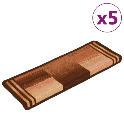 Berkfield Stair Mats Self-adhesive 5 pcs 65x21x4 cm Brown