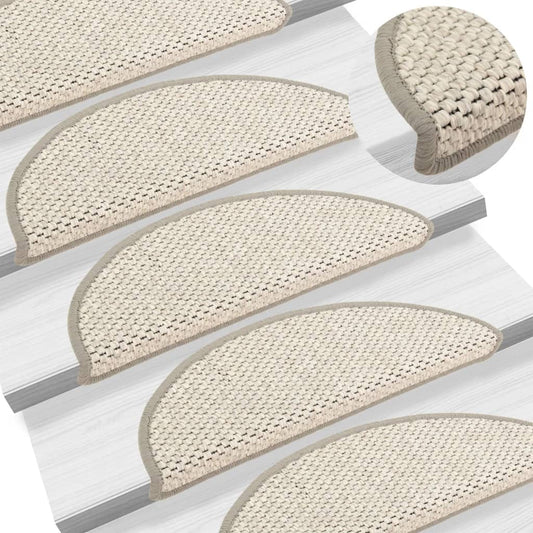 Berkfield Stair Mats Self-adhesive Sisal-Look 15 pcs 56x17x3 cm Beige