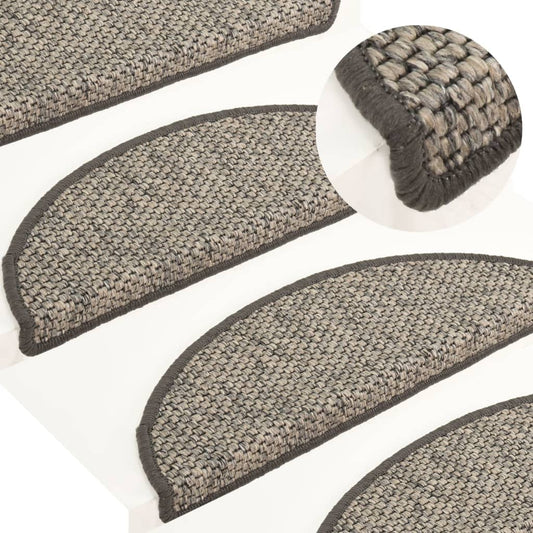 Berkfield Stair Mats Self-adhesive Sisal-Look 15 pcs 56x17x3 cm Silver