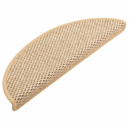 Berkfield Stair Mats Self-adhesive Sisal-Look 15 pcs 56x17x3 cm Light Beige