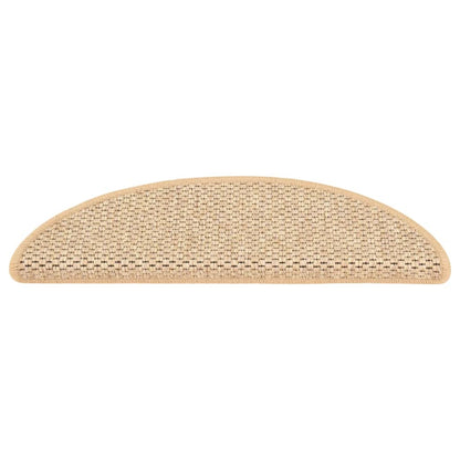 Berkfield Stair Mats Self-adhesive Sisal-Look 15 pcs 56x17x3 cm Light Beige