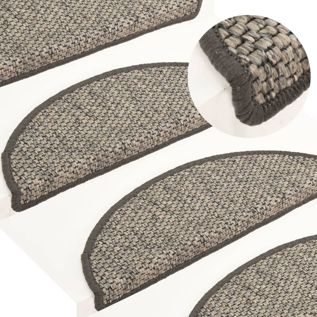 Berkfield Stair Mats Self-adhesive Sisal-Look 15 pcs 65x21x4 cm Anthracite