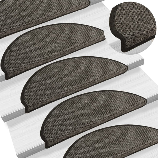 Berkfield Stair Mats Self-adhesive Sisal-Look 15 pcs 65x21x4 cm Anthracite
