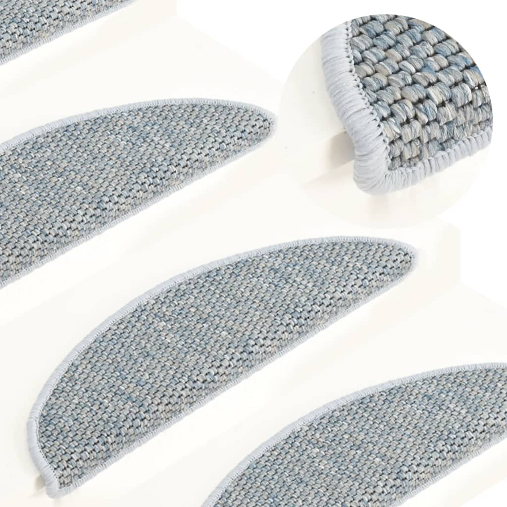 Berkfield Stair Mats Self-adhesive Sisal-Look 15 pcs 65x21x4 cm Blue
