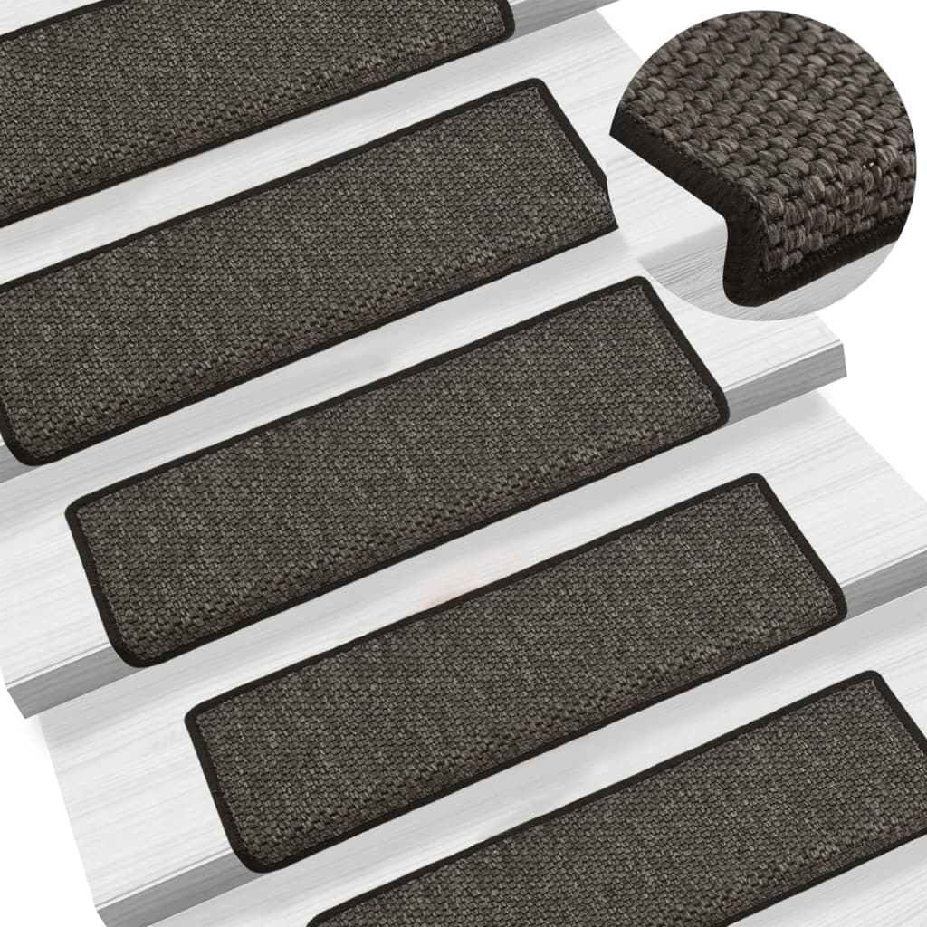 Berkfield Stair Mats Self-adhesive Sisal-Look 15 pcs 65x21x4 cm Anthracite