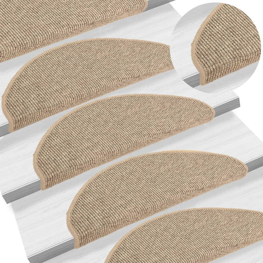 Berkfield Stair Mats Self-adhesive 15 pcs Dark Beige 65x21x4 cm