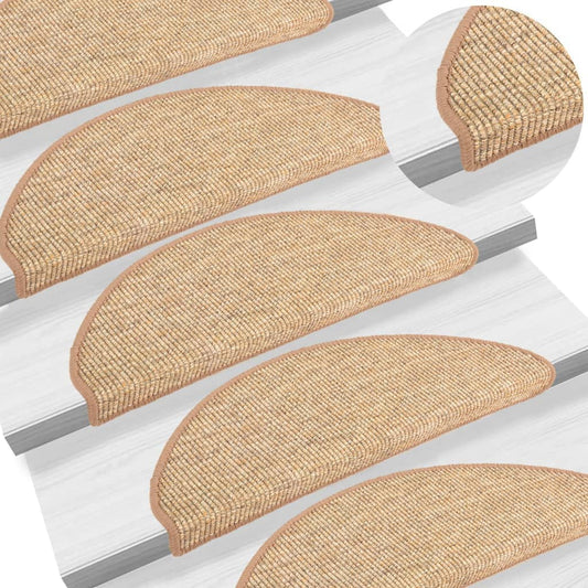 Berkfield Stair Mats Self-adhesive 15 pcs Light Brown 65x21x4 cm