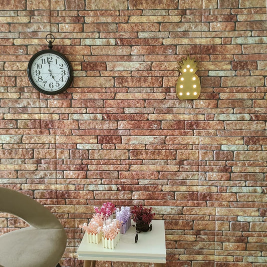 Berkfield 3D Wall Panels with Brown Brick Design 10 pcs EPS