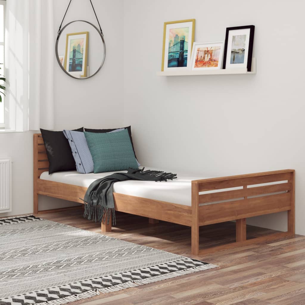 Berkfield Bed Frame Solid Teak Wood 100x200 cm