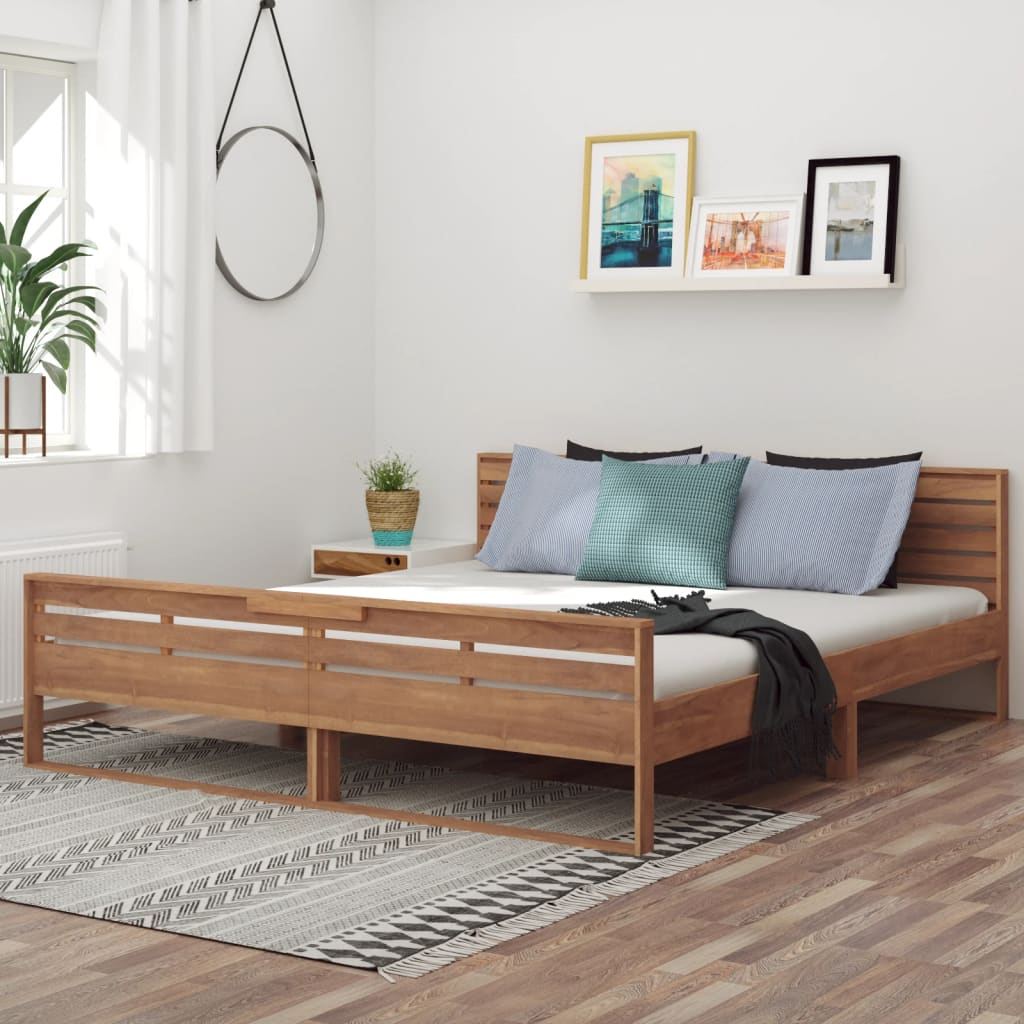 Berkfield Bed Frame Solid Teak Wood 180x200 cm 6FT Super King