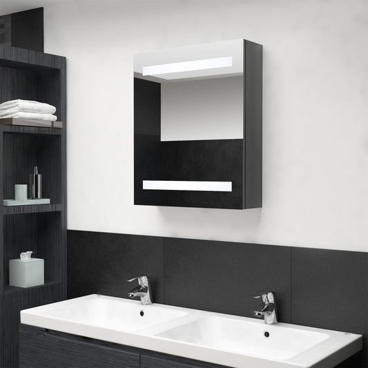 Berkfield LED Bathroom Mirror Cabinet Shining Grey 50x14x60 cm